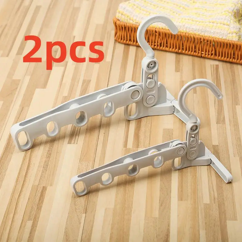 2pcs Foldable 5-Hook Clothes Hanger, Ergonomic & Space-Saving for Travel, Hotel, Dorm, Home Use