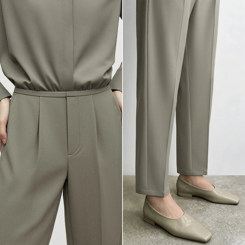 Amii Women's Pants 2026 Autumn New Wrinkle-Free Casual Tapered Trousers Office Lady Versatile Tailored Fit Women Pants 12613005
