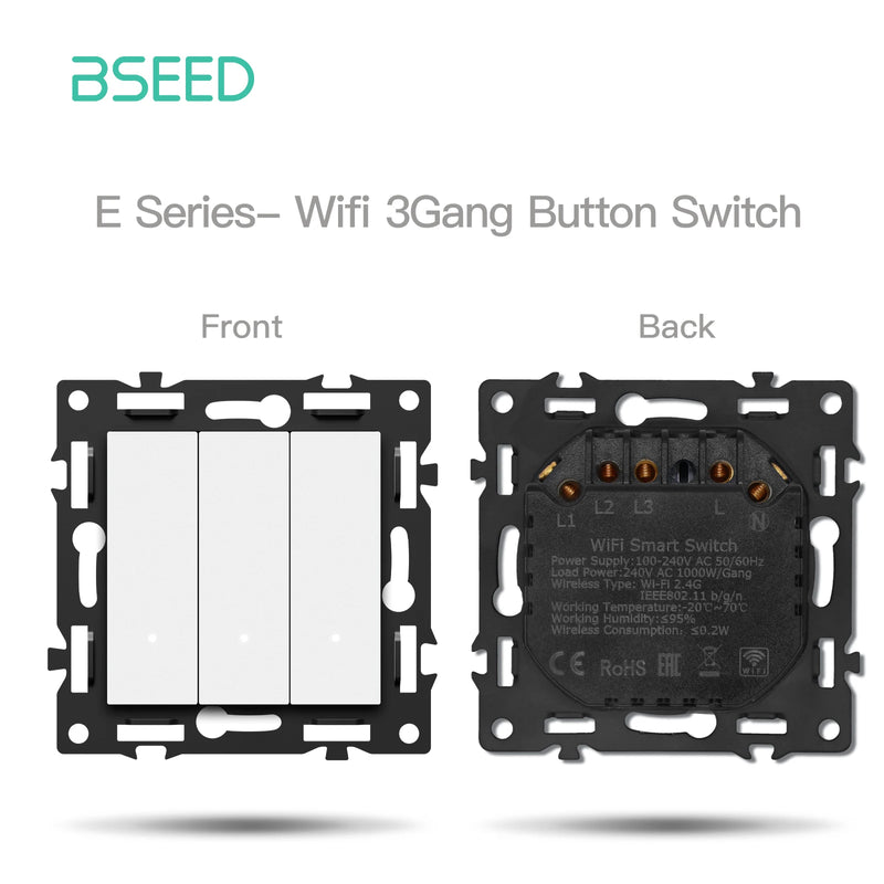 BSEED WIFI Click Switch Function Part Only Glass Frame Smart Light Switch DIY Part Smart Wifi Socket Parts Free Combination