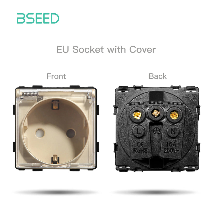 BSEED DIY Modules EU Glass Panel Double USB Socket Internet CAT5 RJ45 ST TV Power Socket Wall-Mounted Free Combination