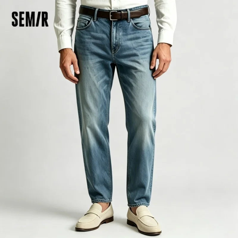 Semir Men Jeans Stretch 2026 Retro Washed Straight Commuter Urban Casual Everyday Style Soft Comfortable Daily Wear Trendy