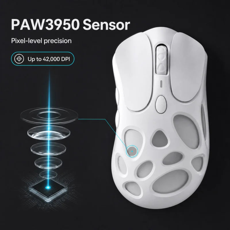NEW Akko Mesh Wireless 8K Polling Rate Gaming Mouse PAW3950 Sensor 42000 DPI 90g Adjustable Long Battery Life Esports Mouse