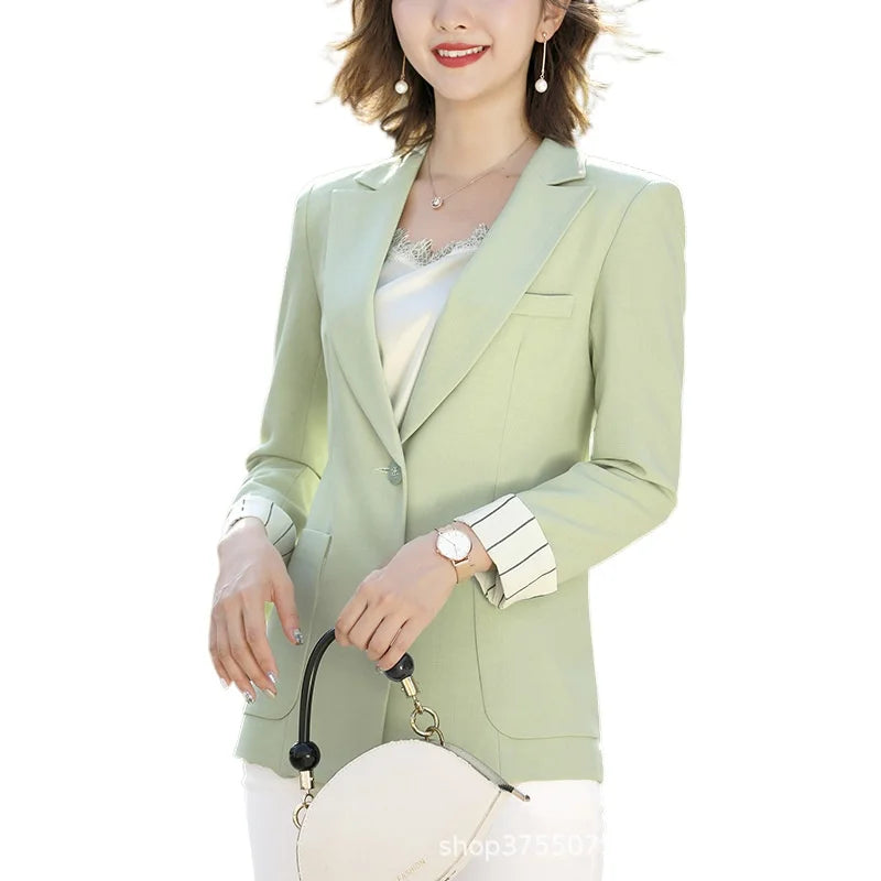 2026 New Women Red Long-sleeved Suit Jacket, Double-button V-neck Slim Coat, External Flip Cuffs Decoration Blazers. Asian Size