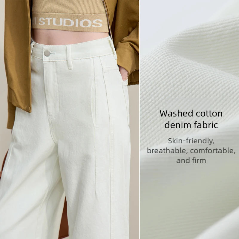 ខោខូវប៊យ Amii Denim រដូវស្លឹកឈើជ្រុះឆ្នាំ ២០២៦ ថ្មីសម្រាប់ស្ត្រី ខោខូវប៊យកប្បាសពណ៌រឹង មានផាសុកភាព ខោជើងវែងរលុង ងាយស្រួលប្រើ 12621095