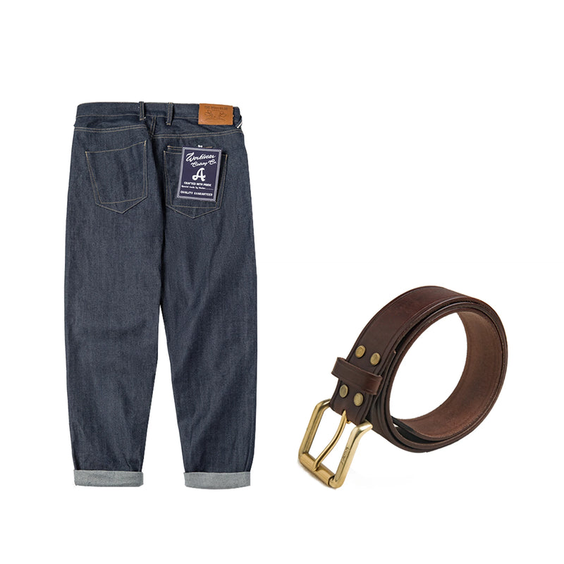 ខោខូវប៊យ Maden Vintage ទំហំ 13.5oz ទម្ងន់ធ្ងន់ លាងសម្អាត ខោត្រង់ចង្កេះមធ្យម ខោខូវប៊យបុរស Indigo Selvedge Raw Denim សម្រាប់រដូវស្លឹកឈើជ្រុះ