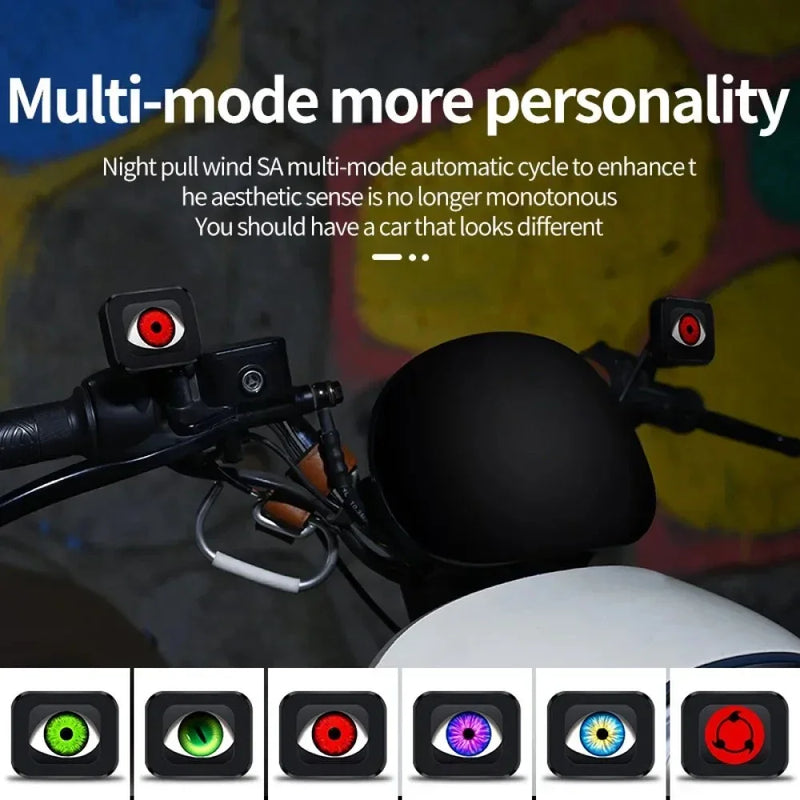Dynamic Devil Eye Light 6 Modes 3D Motorcycle Mirror Demon Decorative Lights Waterproof Motorbike Retrofit Kits Accessories