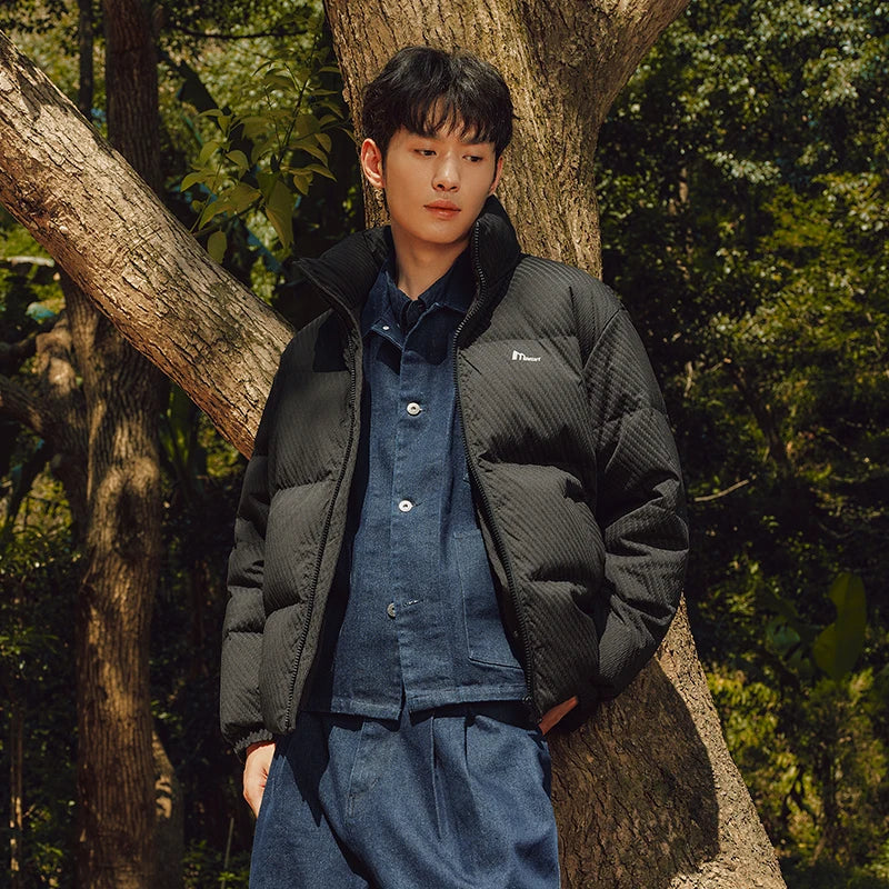 Semir Down Jacket Men Winter 80% Down Fill Loose Stand Collar Puffer Coat 2026 New Embroidered Textured Outerwear Versatile