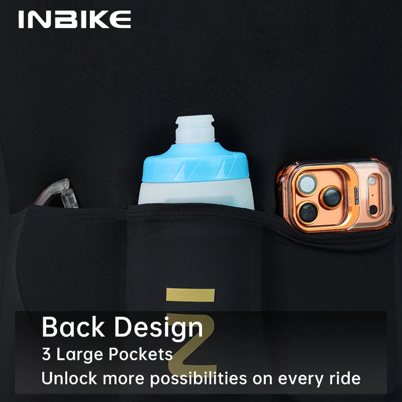 INBIKE Spring Men's Cycling Set Long Sleeve Road Bike Jersey Breathable Bib Shorts Quick-Dry Road Bike Clothing Man with Pockets