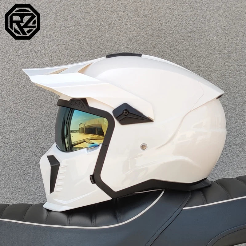 ORZ modular multifunctional combination motorcycle helmet Black Warrior retro style full face helmet DOT personalized helmet