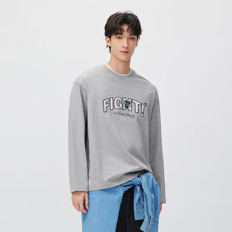 Semir Men Knit Tshirt Cotton Layered Look Crew Neck 2026 New Winter Daily Wear Urban Casual Style Cold Weather Layering