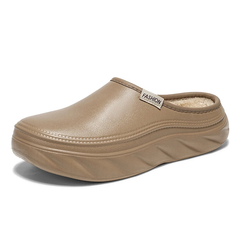 Men's Mules casual cotton shoes winter light non-slip soft sole comfort outdoor fashion walking chef work semi cotton slippers