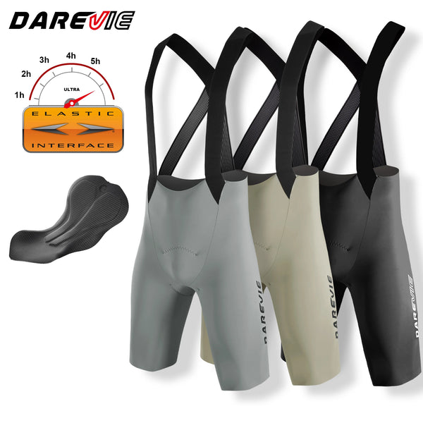 ខោខ្លីជិះកង់បុរស DAREVIE គ្មានថ្នេរ 5.0 អ៊ីតាលី ELASTIC-INTERFACE® Pad ខោខ្លីជិះកង់បង្ហាប់ប្រឆាំងនឹងការរអិល