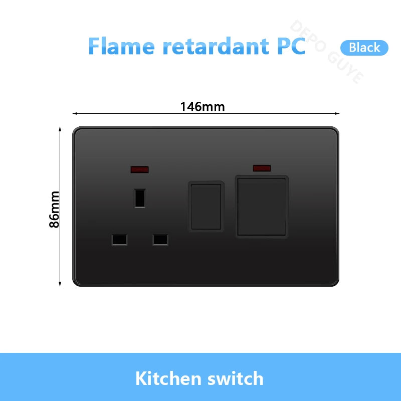 Universal Black USB Type-C 18W Smart Fast Charging Socket Double 5-pin Power Plug,UK  Electrical Internationa Wall Light Switch