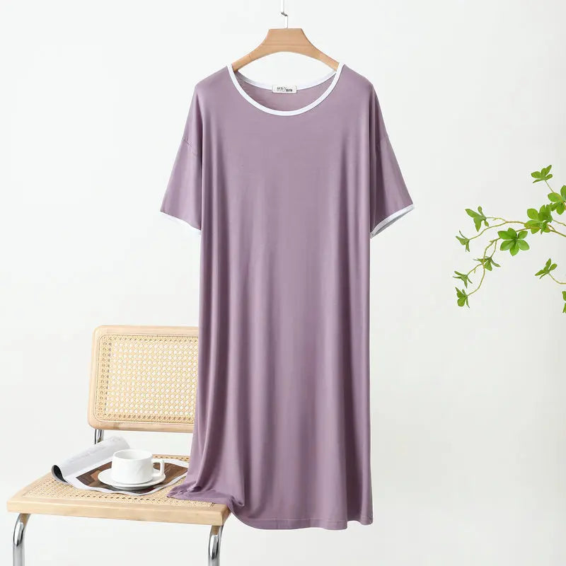 Short Sleeve Modal Sleepwear Dress Women Casual Summer Nightgowns Loose Ladies Night Wear Shirt Homewear Sleep Clothes