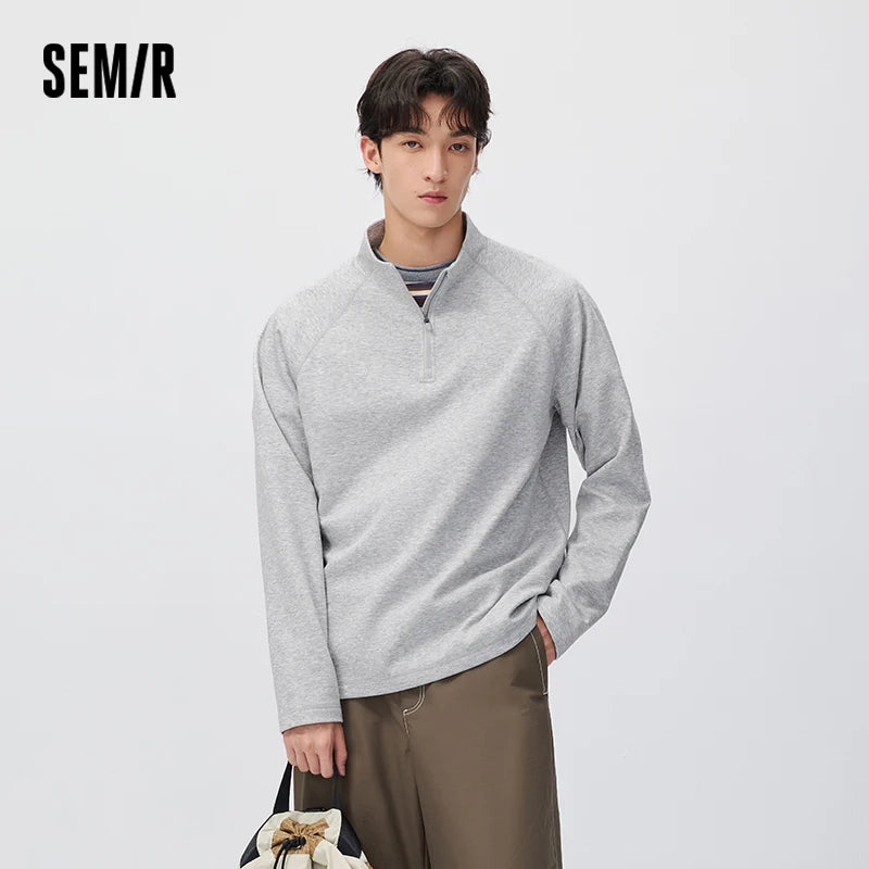 អាវយឺតប៉ាក់ Semir សម្រាប់បុរស ធន់នឹងកម្ដៅ ស្រូបយកសំណើម ពាក់កណ្ដាលអាវ ប្រឆាំងឋិតិវន្ត 2026 សម្លៀកបំពាក់រដូវរងាថ្មី ស្ទីលធម្មតាសម្រាប់ទីក្រុង