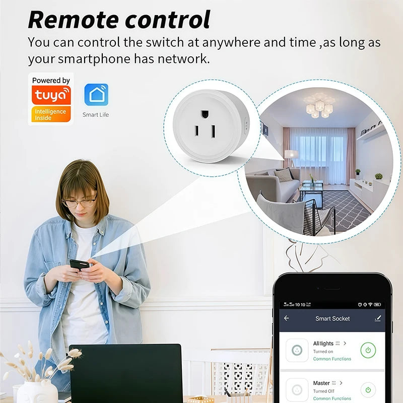WiFi Smart Plug  -with Energy Monitoring Voice Control Alexa Google Home Tuya App, Timer Function -US Standard Outlet