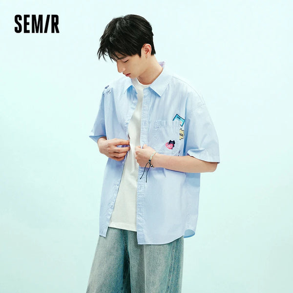 អាវ Semir សម្រាប់បុរសនិងស្ត្រី ដៃខ្លី លំនាំប៉ាក់ លំនាំ Seersucker រចនាប័ទ្មគូស្នេហ៍ រដូវក្តៅ ឆ្នាំ២០២៦ អាវធម្មតា ស្លៀកជារៀងរាល់ថ្ងៃ