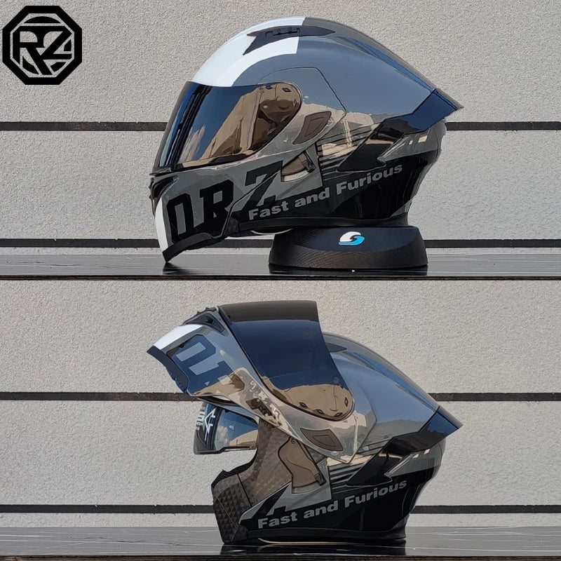 Motorcross Flip Up Helmets with Wide View Clear Visor ABS Shell Full Face Cyril Motor Helmet For Adult DOT Approved
