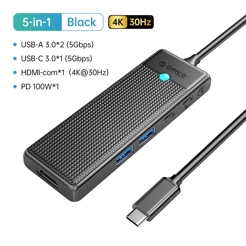 ORICO USB C HUB Type-C Docking Station to HDMI-com USB 3.0 Adapter 4K30Hz PD100W Card Read Splitter for MacBook iPad Pro Huawei
