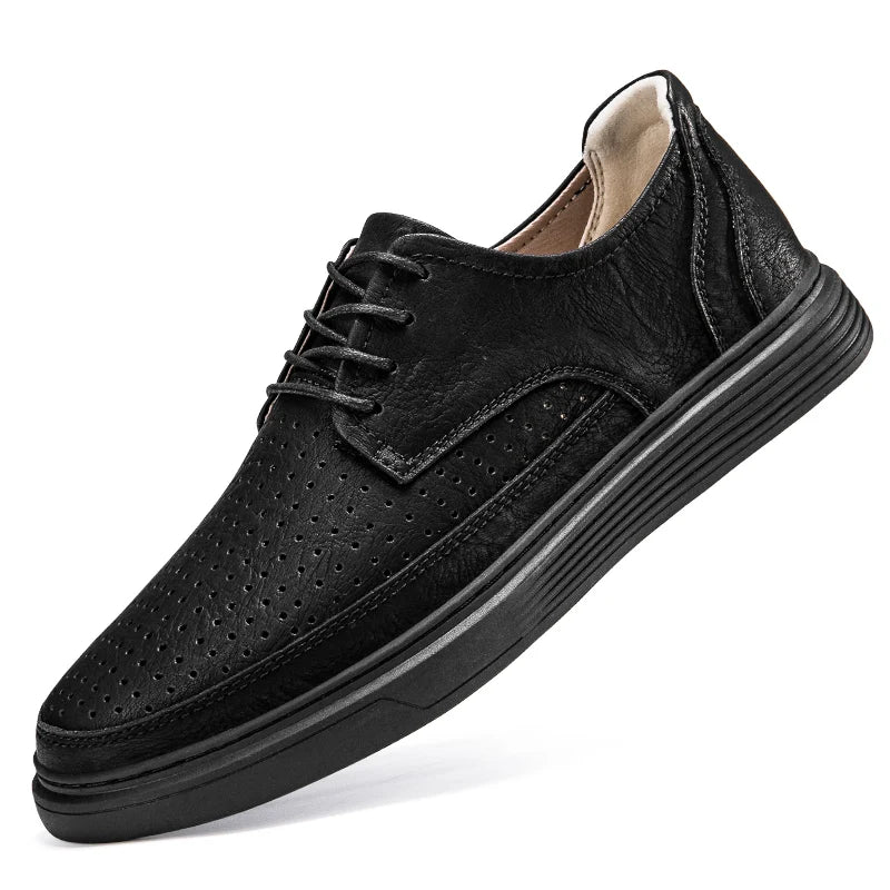 Summer Autumn Mens Lace Up Leather Casual Shoes Men Fashion Flat Shoes Big Size 47 48 Breathable Comfortable