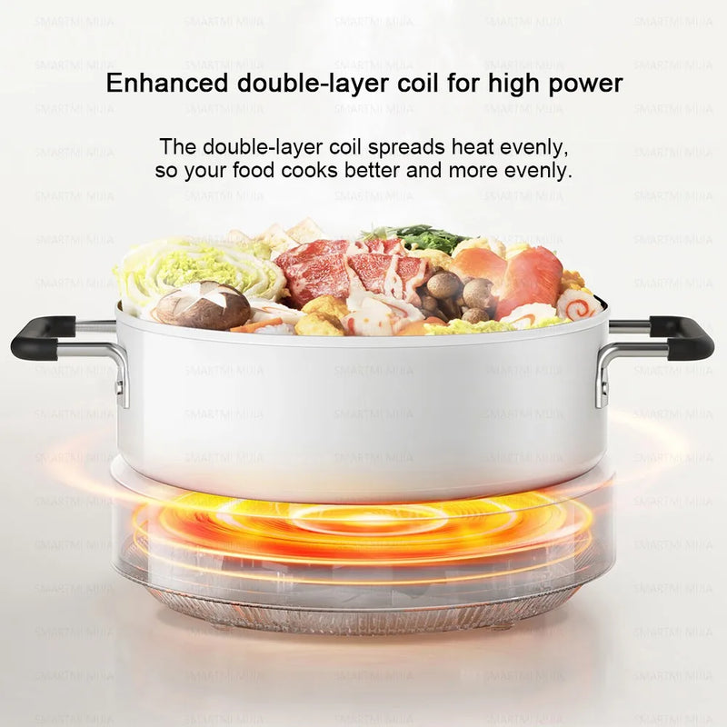 MIJIA Induction Cooker N1, 2100W High-Power, 6 Heat Levels, 8 Safety Protections, Easy Clean,Chinese Version With Adapter