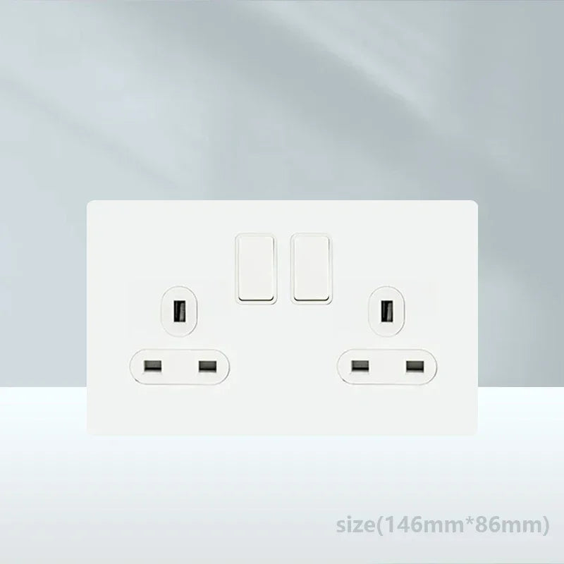 White Antique Stainless Steel Panel Wall Lamp Switch, Toggle Wall Dimmer Switch Socket EU USB Plug Socket 220V Electrical On Off