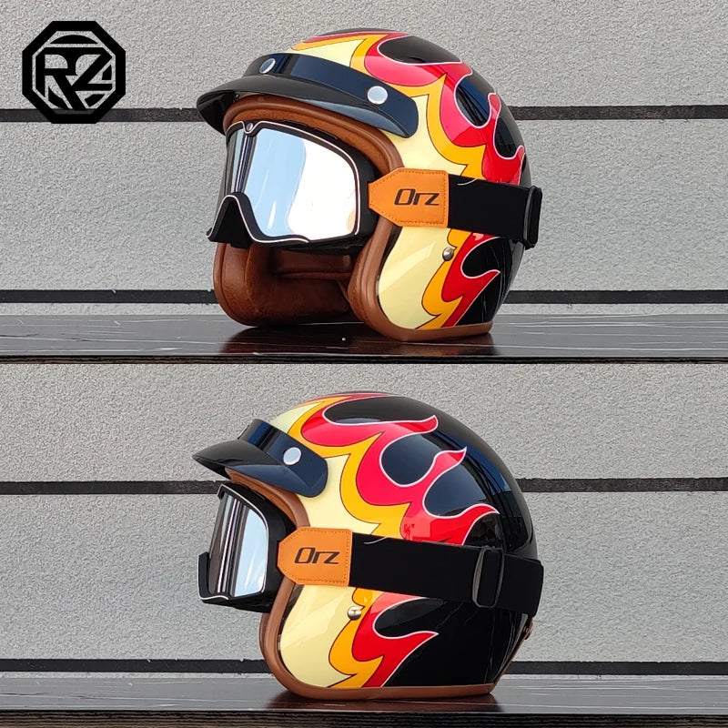 Retro 3/4 Leather  Helmet Motorcycle Helmet Open Chopper Bicycle Helmet Casque Casco Motocicleta Capacete Helmet
