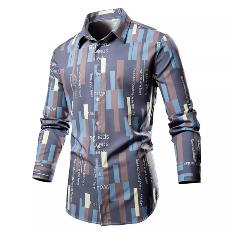 2026 Men's Classic Vertical Stripe Long Sleeve Shirt, Single Breasted Lapel Shirts, White Red Khaki Available, European Size