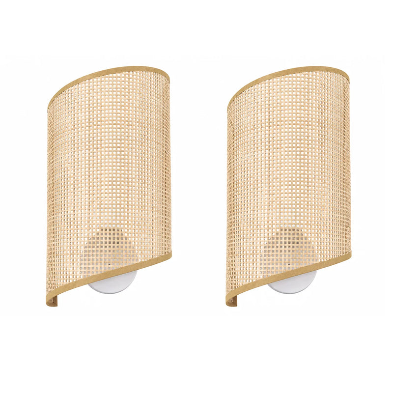 JOYINLED Bamboo Wall Lamp Indoor Retro Wall Light Rattan E27 Handmade Vintage Lampshade Bamboo Lamp Living Room Bedroom 1/2PCS