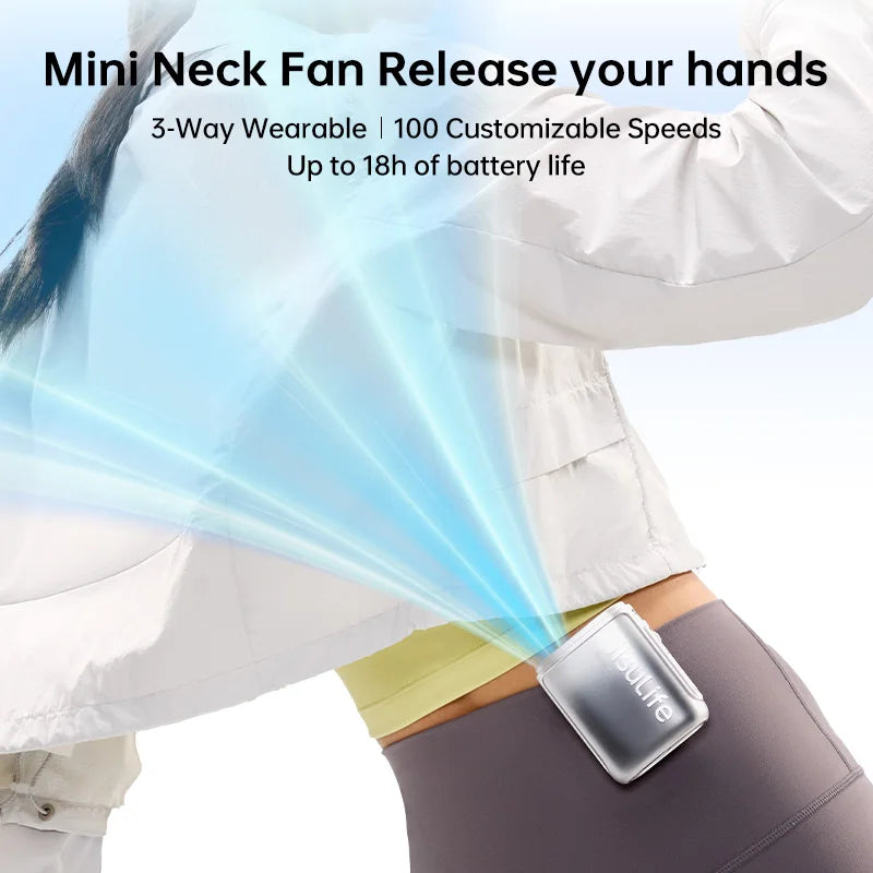 JISULIFE Portable Neck Fan 4500mAh Battery with 100 Wind Speed Wearable Waist Fan with LED Display Ultra-Lightweight Fashion fan