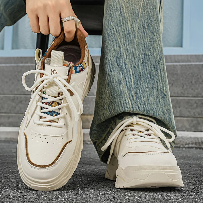 Men's fashion white casual shoes four seasons new breathable light soft-sole non slip comfort walking outdoor sports board shoes