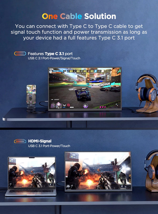 ម៉ូនីទ័រចល័ត UPERFECT 4K UHD ទំហំ 15.6 អ៊ីញ អេក្រង់ប៉ះ ជាមួយជើងទម្រ LS VESA Touch អេក្រង់ធំទូលាយ គ្មានស៊ុម កុំព្យូទ័រយួរដៃ Mac PC Gaming IPS អេក្រង់
