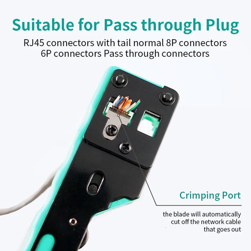 ZoeRax RJ45 Crimping Tool Ethernet Crimper for Cat6 Cat5 Cat5e RJ45 Pass Through Connectors and RJ12 Ends