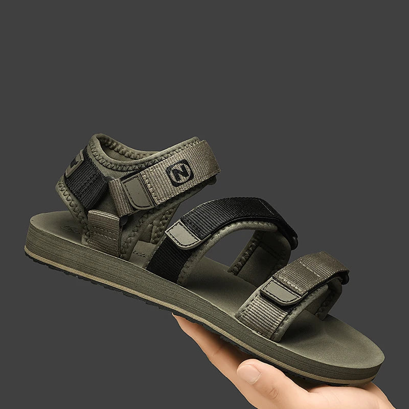 Mens Gladiator Sandals Adjustable Open Shoes Rome Style Summer Casual Flat Sandal Breathable Hook&Loop Plus Big Size 50 51 52