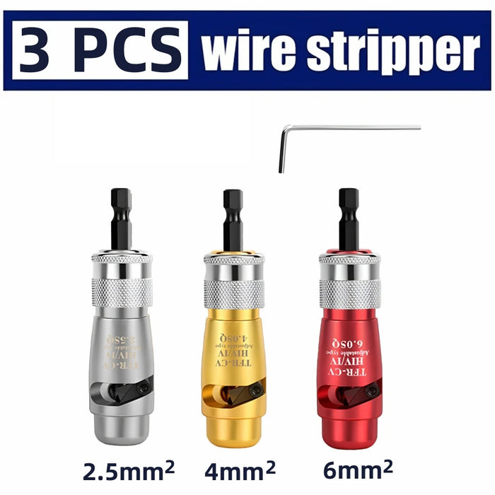 Electric Wire Stripper for Fast Stripping Wire Tool Al Electric Wire Peeling Machine for Power Drill Driver Stripping Tool 3PCS 2.5-4.0-6.0mm