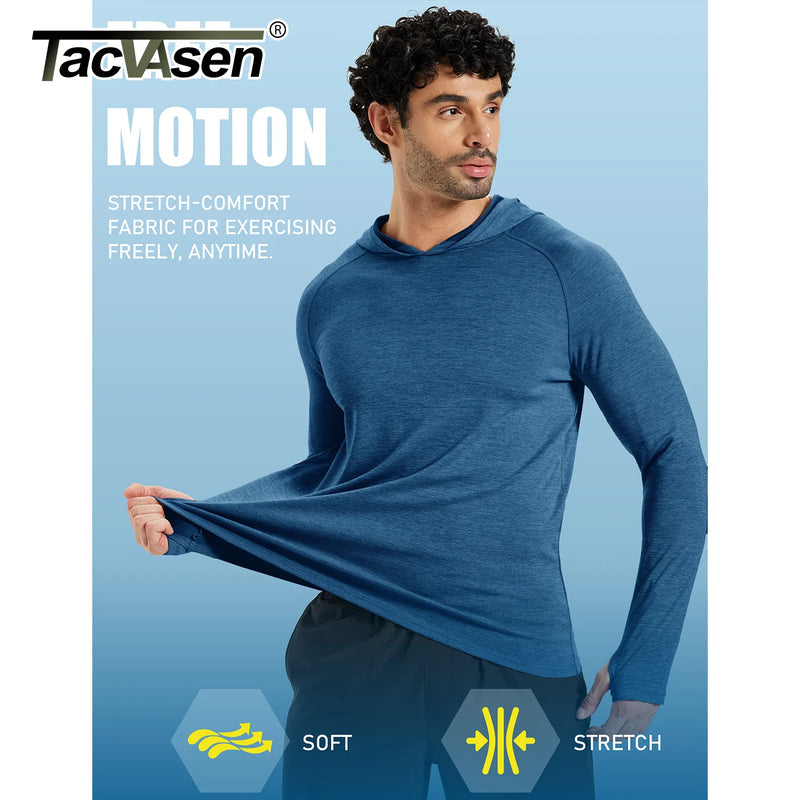 TACVASEN Mens Sun Hoodie Long Sleeve Fishing Shirt Lightweight UPF 50+ Dry Fit Rash Guard for Swimming Workout Athletic Tops