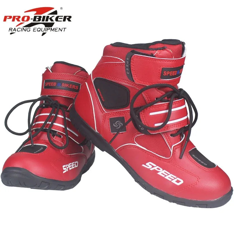 PRO-BIKER Motorcycle Boots Microfiber Leather Shoes Breathable Racing Boots SPEED Motorboat Motocross Men's Anti-skid Boots