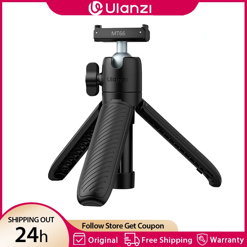 ជើងទម្រ Ulanzi MT66 ClipMate Mini Tripod Stand Seflie Stick សម្រាប់កាមេរ៉ា Insta 360 Dji Action ជាមួយក្បាលបាល់ 360° ទម្ងន់អតិបរមា 1kg