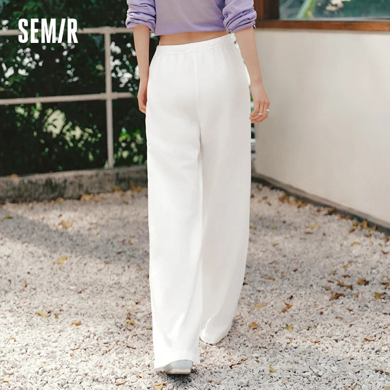 ខោស្ត្រី Semir ធម្មតាធ្វើពីក្រណាត់ទេសឯកលាយរលុង ចង្កេះយឺត ជើងធំទូលាយ អាវរដូវក្តៅឆ្នាំ ២០២៦ រចនាប័ទ្មតិចតួចបំផុត