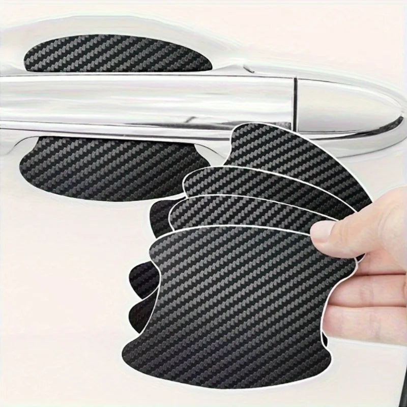 4pcs Car Door Sticker Carbon Fiber Scratch Resistant Cover Auto Handle Protection Film Exterior Styling Car Additions.