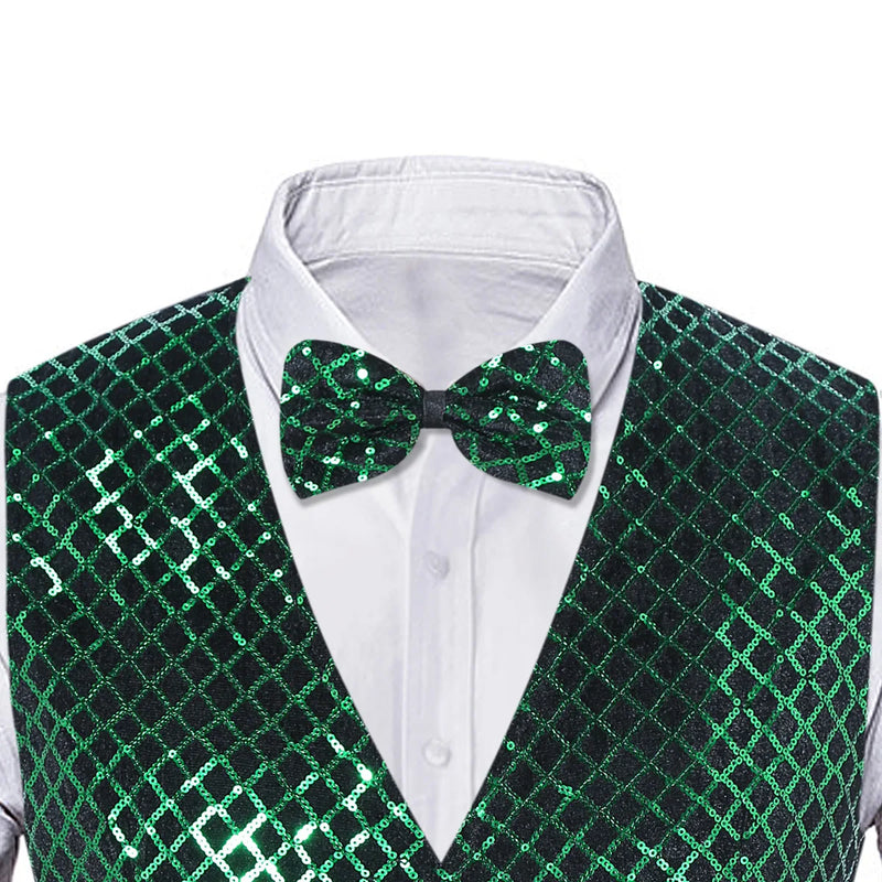 2026 Men's Green Sleeveless Vest Jacket, Single Breasted V-Neck Waistcoat, Red Blue Silver Purple Optional, Europe Size Vests