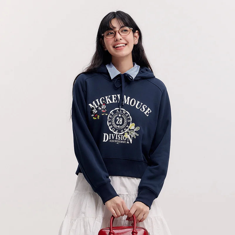 Semir Retro Hoodie Women Spring Short Patterned Loose Hooded Unique Design Casual Fashion Comfortable Daily Wear Top