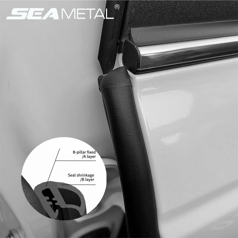 SEAMETAL Rubber Car Door Edge Seal Strip Universal B-Pillar Weatherstrip Auto Sealant Strip Noise Insulation for Car Sedan SUV