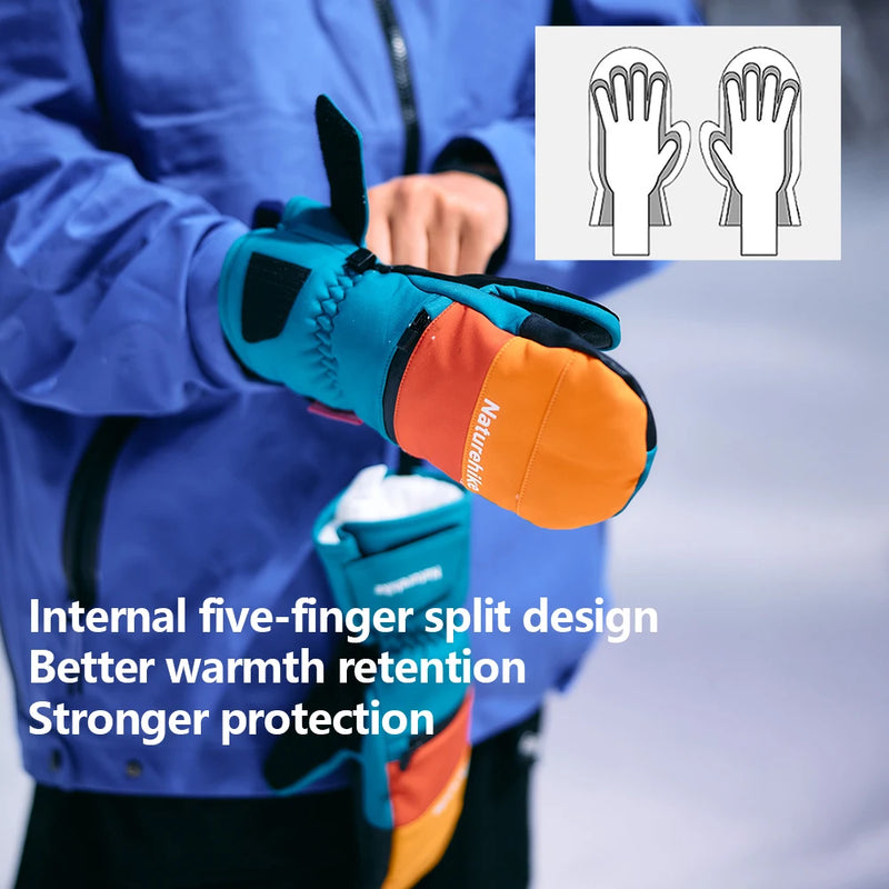 Naturehike 2025 New Thickened Mittens for Skiing Warm Durable Gloves with Windproof Touchscreen-Compatible Multi-Zone Design