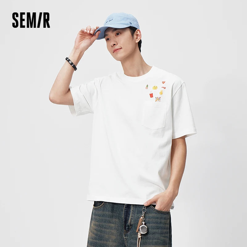 Semir Unisex Tshirt Heavyweight Cotton Short Sleeve Summer 2026 Niche Graphic Design Loose Fit Everyday Style Casual Top