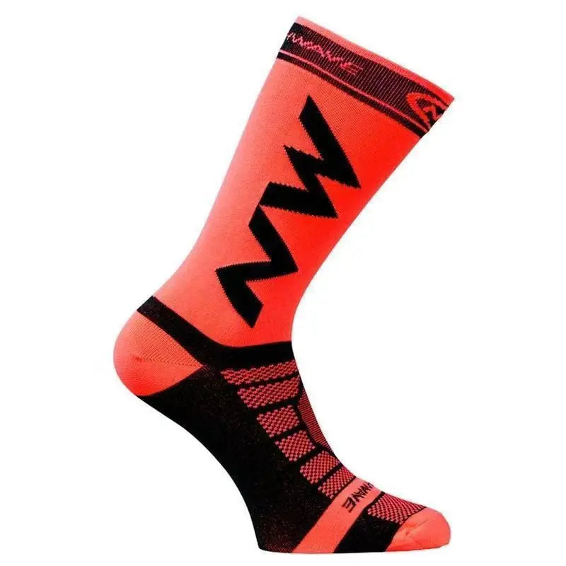 WRELS 1/2/3 Pairs Cycling Socks Fast Dry Crew Compression Socks Men Women No-Slip Cushioned Road Bike MTB Riding Athletic Socks