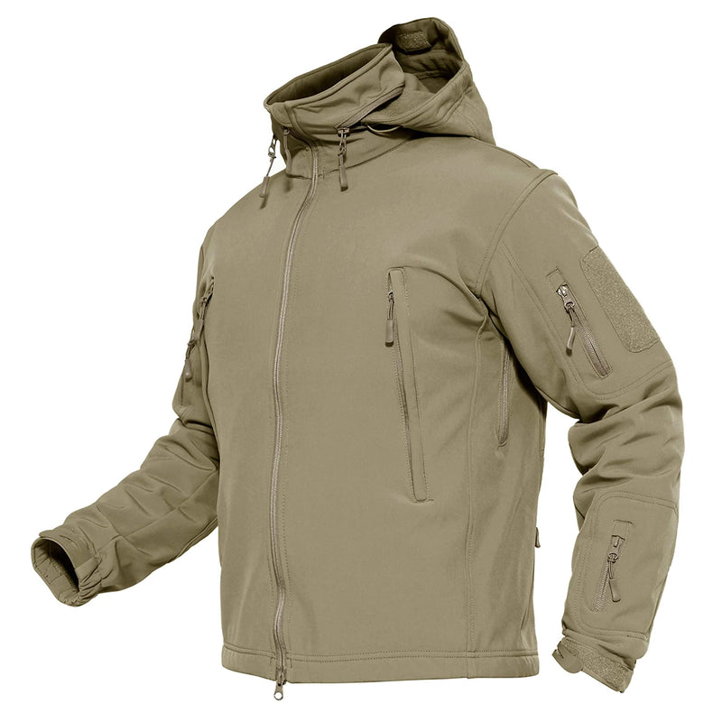 TACVASEN Men's Tactical Softshell Jacket Fleece-Lined Waterproof Hooded Winter Windbreaker with Pockets for Outdoor Hiking