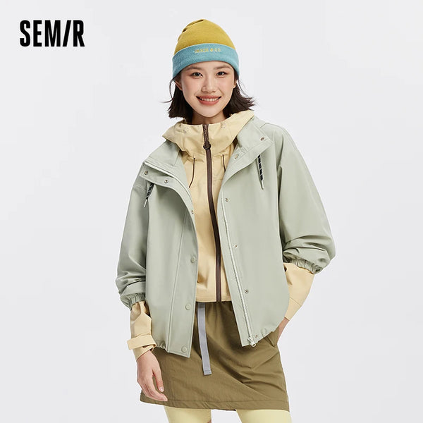 អាវក្រៅស្ត្រី Semir ធន់នឹងទឹក ការពារខ្យល់ រលុង ការពារខាងក្រៅ ទីក្រុង រដូវស្លឹកឈើជ្រុះ ទម្ងន់ស្រាល ពាក់ប្រចាំថ្ងៃ 2026