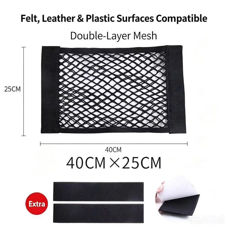 Velcro Car Trunk Storage Net Bag - Universal Fixing Artifact for Vehicle Trunk Supplies Organizer Bag