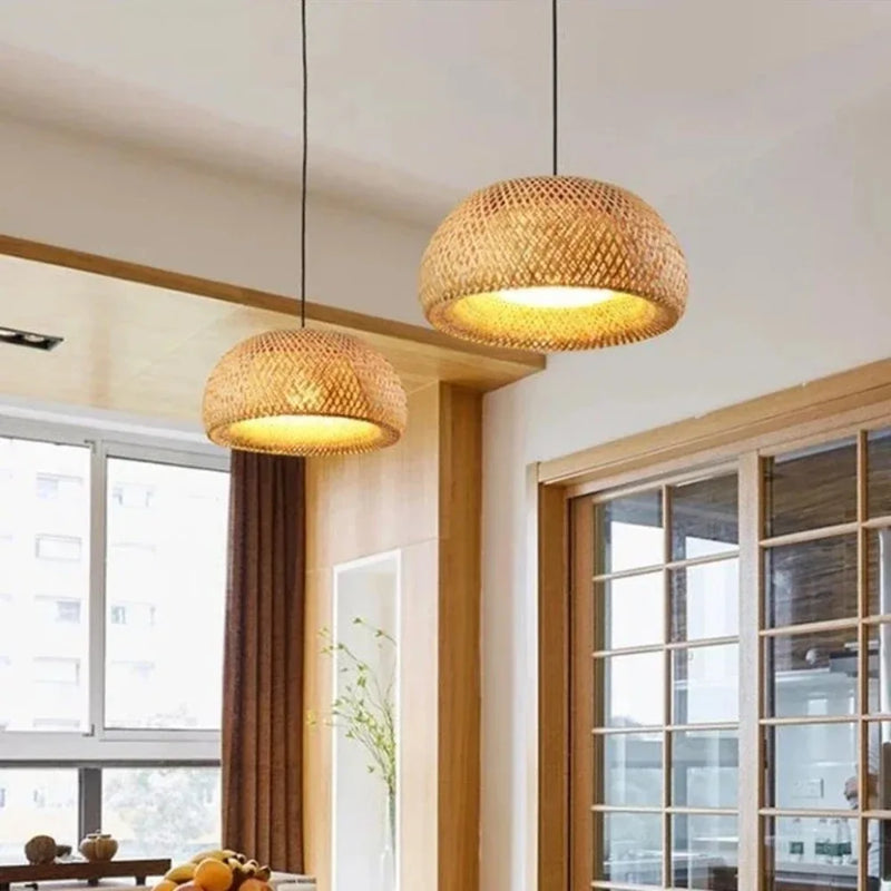 30/38/45CM Hand Knitted Chinese Bamboo Pendant Lamp Weaving Hanging Lamp Restaurant Chandeliers Home Decor Lighting Fixture